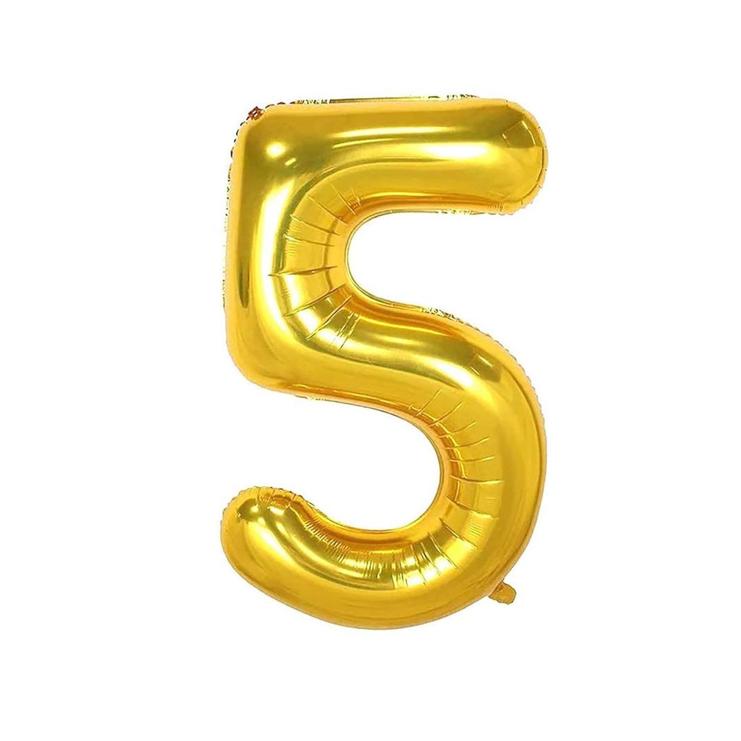 Foil Number Balloon 16 No.5, Golden