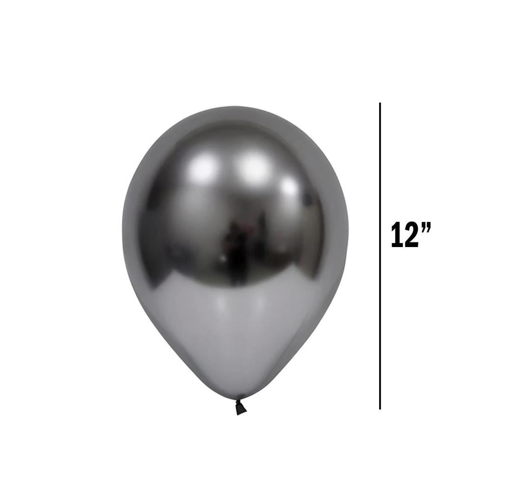 Metallic Balloon 12 Inch, Dark Silver - 40 Pcs