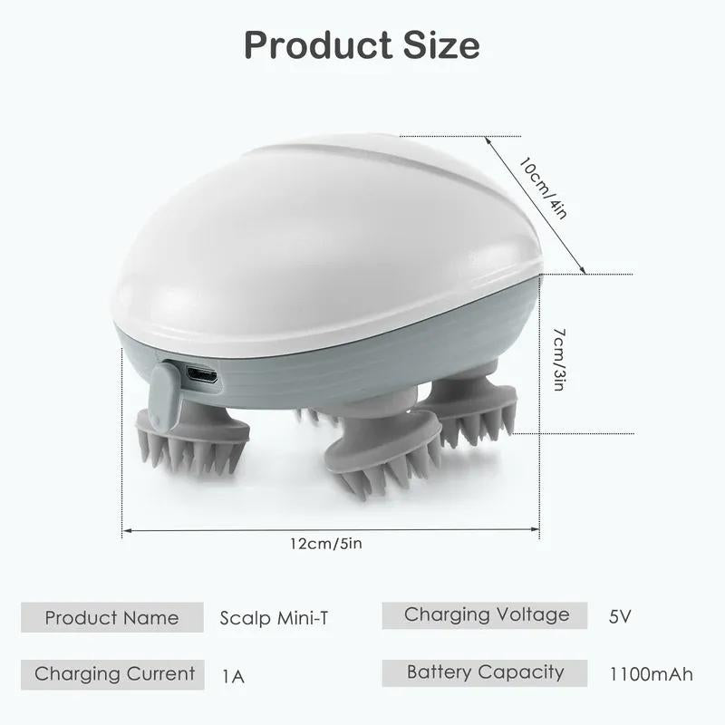 جهاز تدليك فروة الرأس الكهربائي المحمول - 3 أوضاع، مقاوم للماء