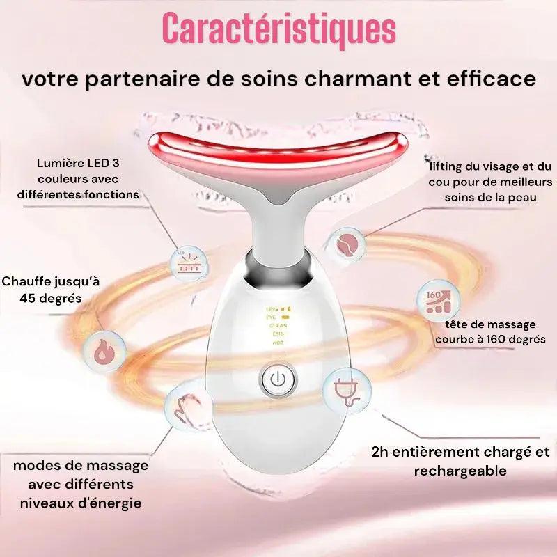 جهاز تدليك الوجه والرقبة LED القابل لإعادة الشحن